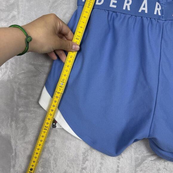 Under Armour HeatGear Light Blue White Athletic Shorts Size S Performance Logo - Picture 6 of 8